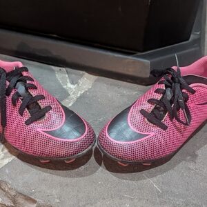 Girl's Nike Black and Pink Soccer Cleat Shoes